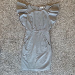 Calvin Klein Gray Butterfly Sleeve Pencil Dress
